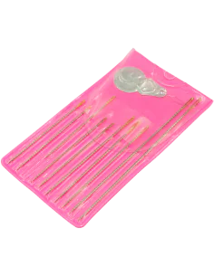 Agujas para coser sobre rosado c/enhebrador set 11 uds